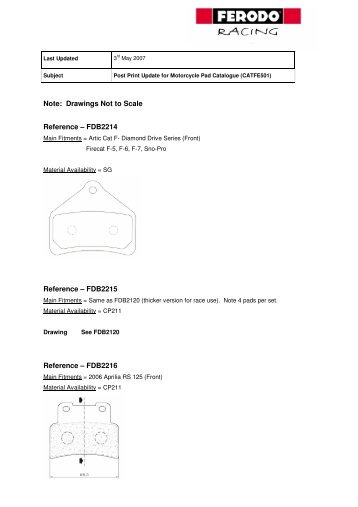 Note: Drawings Not to Scale Reference – FDB2214 ... - Ferodo Racing