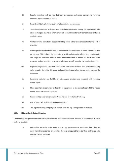 Noise Management Plan - Port Nelson