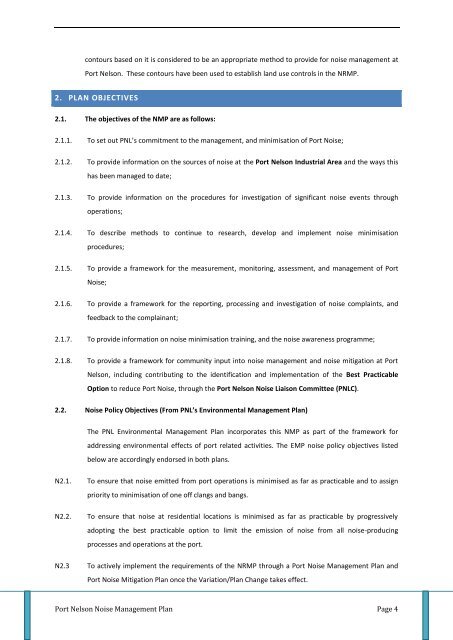 Noise Management Plan - Port Nelson