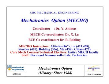 Mechatronics Option (MECHO) - UBC Mechanical Engineering