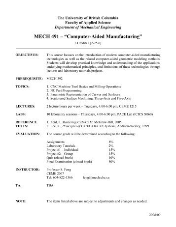 MECH 491 â âComputer-Aided Manufacturingâ - UBC Mechanical ...