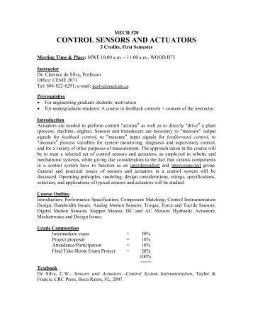 control sensors and actuators - UBC Mechanical Engineering