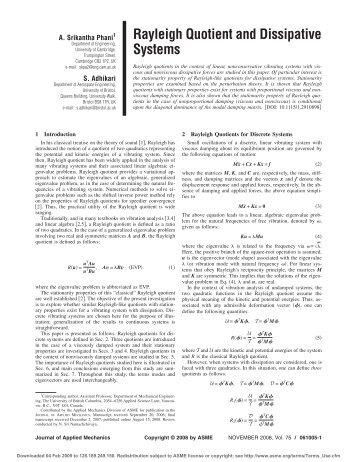 Rayleigh Quotient and Dissipative Systems - UBC Mechanical ...