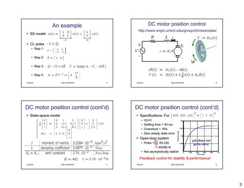 Review & today's topics State feedback - UBC Mechanical ...