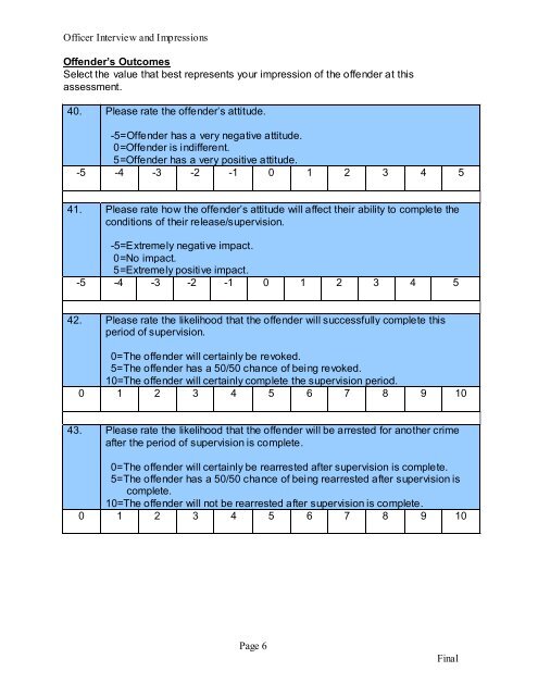 OFFENDER TRAITS INVENTORY (Risk Assessment - OPUS Screen ...