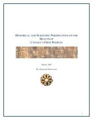 historical and scientific perspectives on the health of canada's first ...