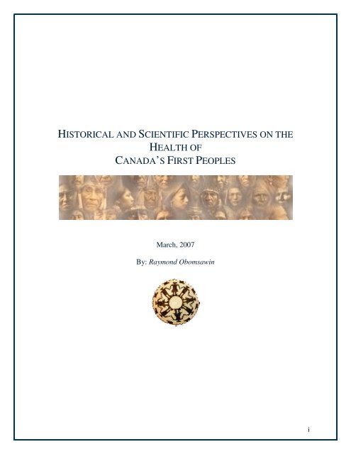 historical and scientific perspectives on the health of canada's first ...