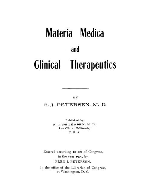 Materia Medica And Therapeutics