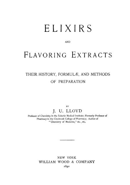 Lloyd - Elixir & Flavoring Extracts Formulae - Soil and Health Library