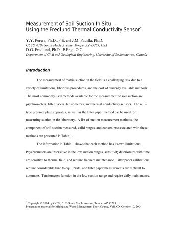 Measurement of Soil Suction In Situ Using the Fredlund Thermal ...