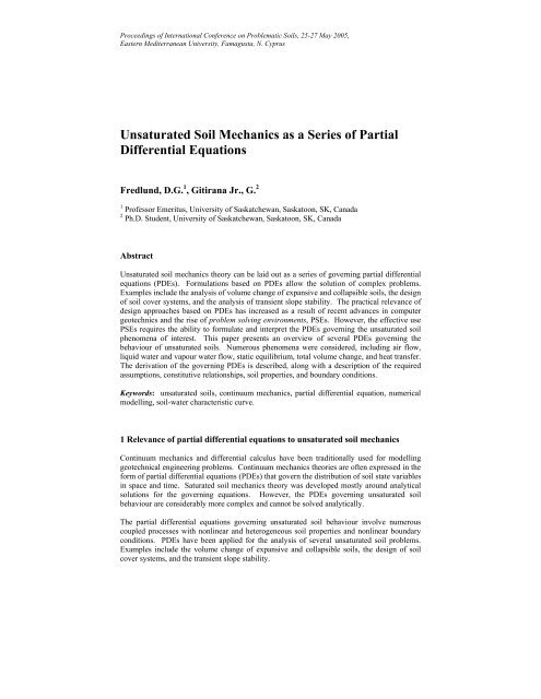 Unsaturated Soil Mechanics as a Series of Partial Differential ...