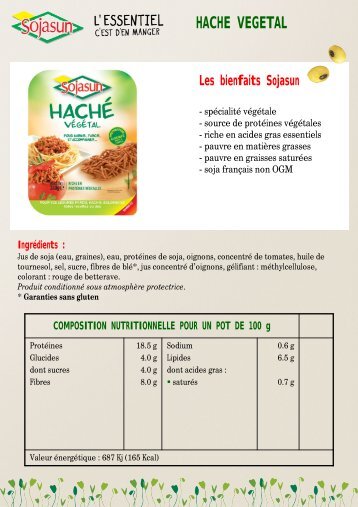 HACHE VEGETAL - Sojasun