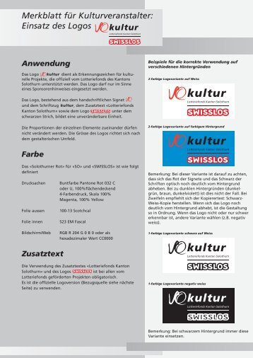 Merkblatt fÃ¼r Kulturveranstalter: Einsatz des Logos - SOKULTUR.