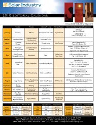 2010 EDITORIAL CALENDAR - SolarIndustryMag.com