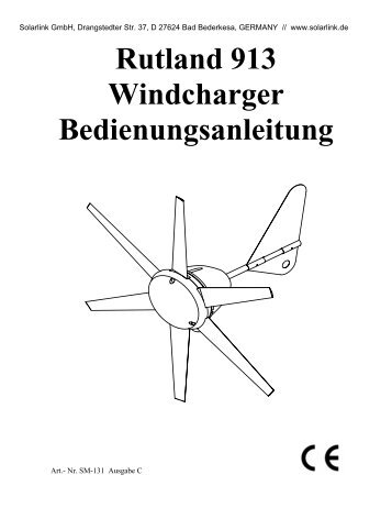 Rutland 913 Windcharger Bedienungsanleitung