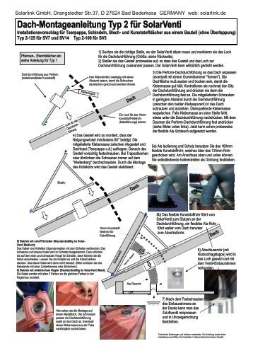 Dachï³Montageanleitung Typ 2 fÃ¼r SolarVenti