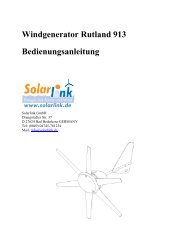Windgenerator Rutland 913 Bedienungsanleitung