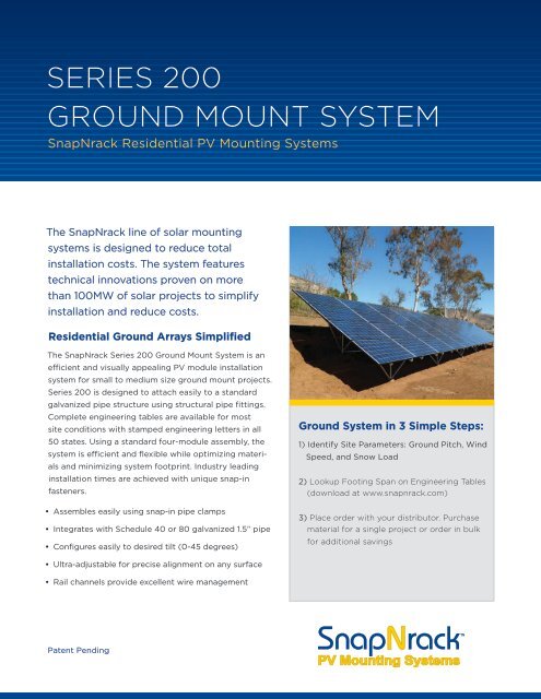 SEriES 200 Ground MounT SySTEM - the Solar Panel Store