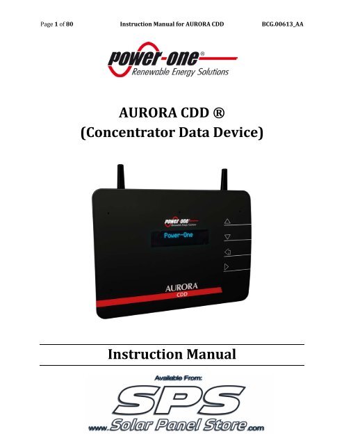 THE MANUAL: AURORA CDD - the Solar Panel Store