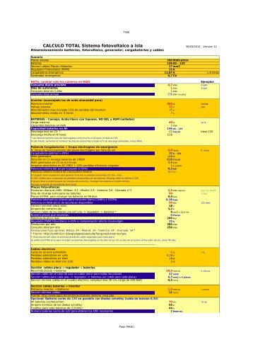 CALCULO TOTAL Sistema fotovoltaico a isla - Solarweb