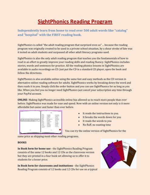 SightPhonics Reading Program