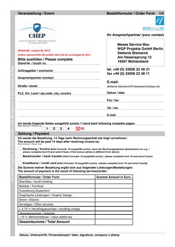 Bestellformular / Order Form 1/4 Veranstaltung ... - Comtecmed.com