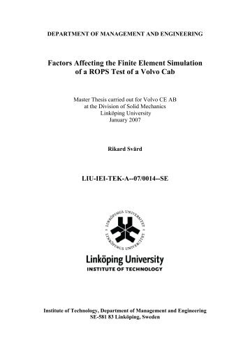 Factors Affecting the Finite Element Simulation of a ROPS Test of a ...