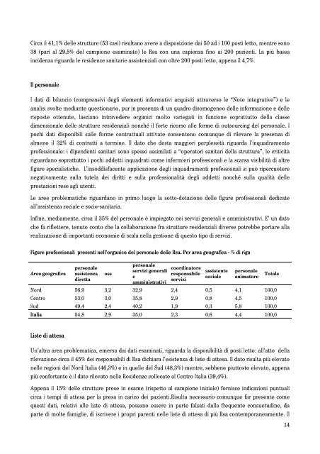 Indagine sulle RSA in Italia - Auser