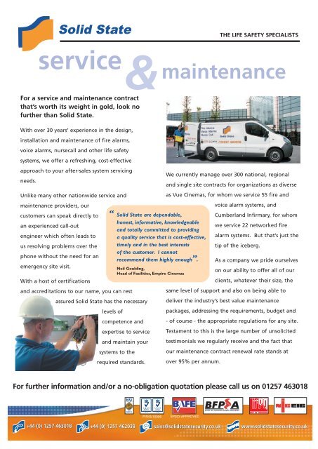 Service and Maintenance - Solid State Security