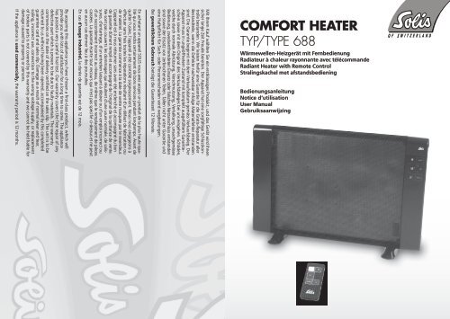 COMFORT HEATER TYP/TYPE 688 - Solis