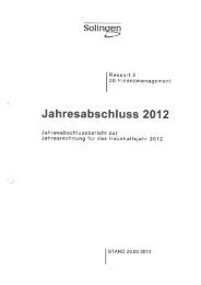 Entwurf des Jahresabschlusses 2012 - Stadt Solingen