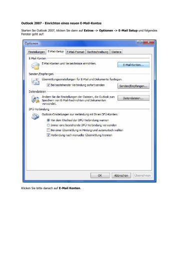 E-Mail Installation Outlook 2007 Windows 2000-XP-Vista - bei SolNet!