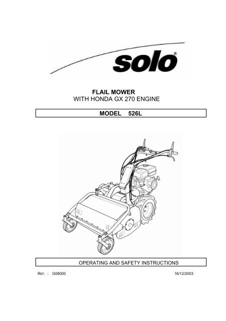 Flail Mower With Honda Gx 270 Engine Model 526l Solo