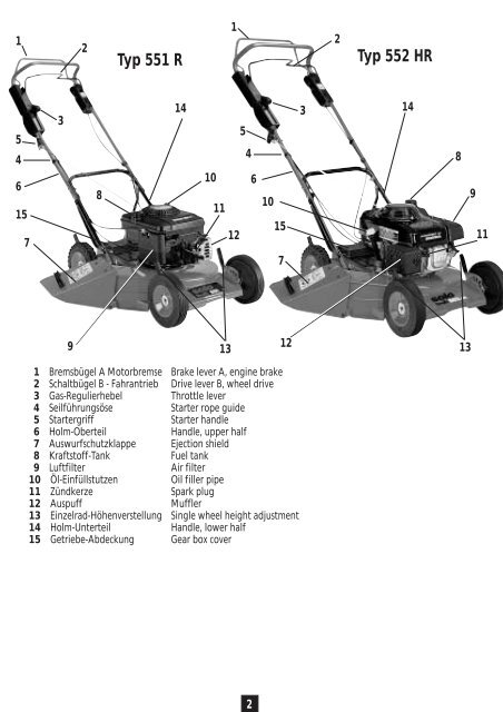 Gebrauchsanweisung RasenmÃ¤her 551 R / 552 HR - SOLO ...