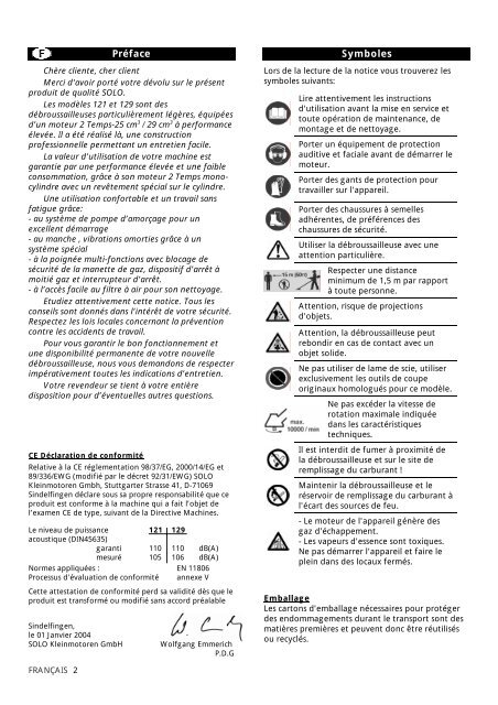 Instructions d'emploi - SOLO Kleinmotoren GmbH