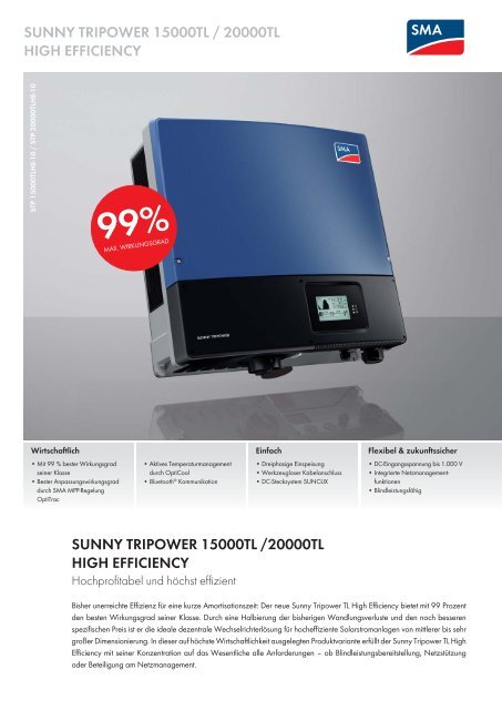 SUNNY TRIPOWER 15000TL / 20000TL HIGH EFFICIENCY - Solonic