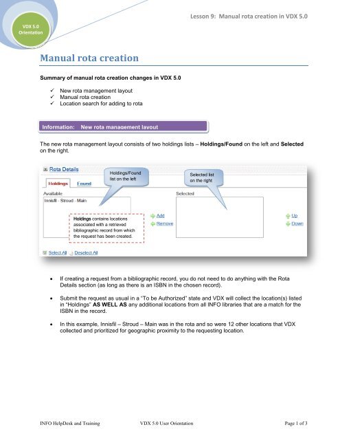 Lesson 9: Manual rota creation in VDX 5.0