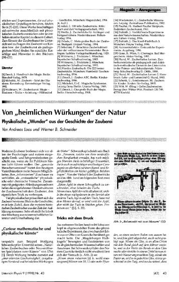 „Von „heimlichen Wuerkungen“ der Natur - Physikalische "Wunder ...