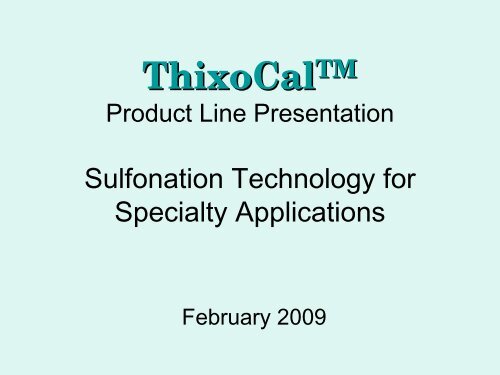 Sulfonates Technology Presentation - Soltex