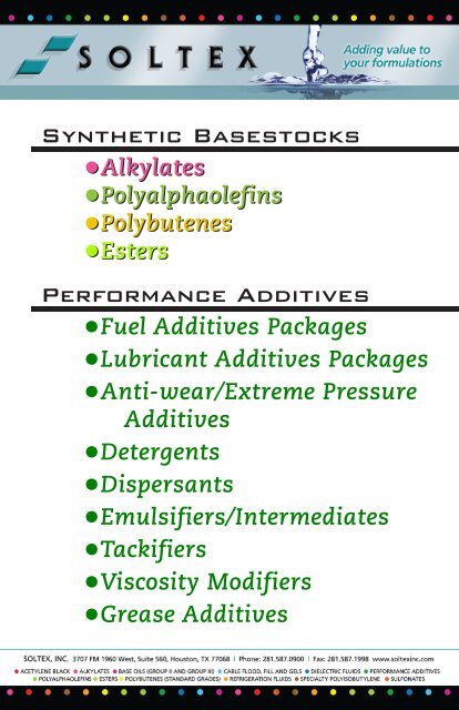 Product Lubrication Markets - Soltex