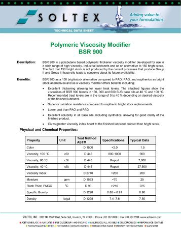 Polymeric Viscosity Modifier BSR 900 - Soltex