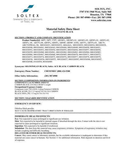 Material Safety Data Sheet - Soltex