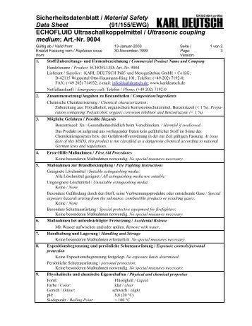 Sicherheitsdatenblatt / Material Safety Data Sheet (91 ... - Solutii CND