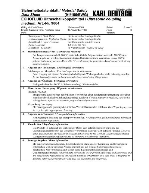 Sicherheitsdatenblatt / Material Safety Data Sheet (91 ... - Solutii CND