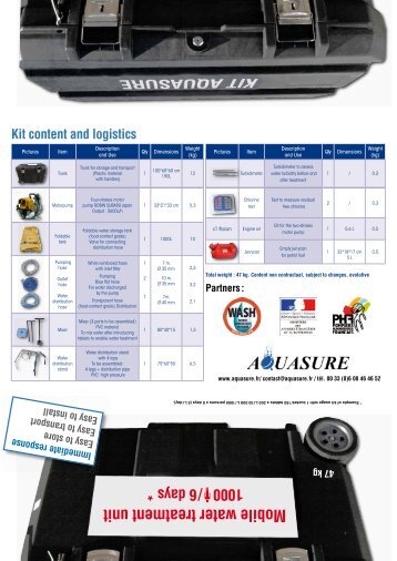 Aquasure mobile water treatment unit - presentation leaflet