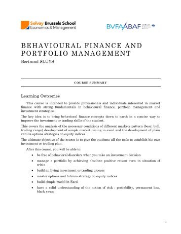 behavioural finance and portfolio management - Solvay Brussels ...