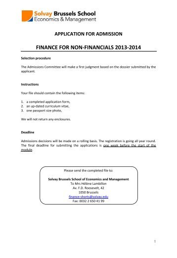 Apply to the programme - Solvay Brussels School - Economics ...