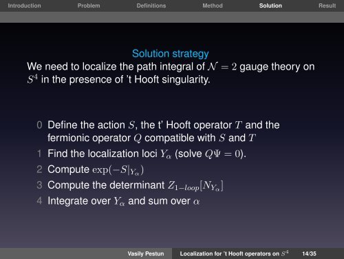 Exact Results for 't Hooft Loops in Gauge Theories ... - Solvay Institutes