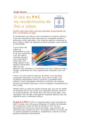 O uso do PVC no recobrimento de fios e cabos - Solvay Plastics