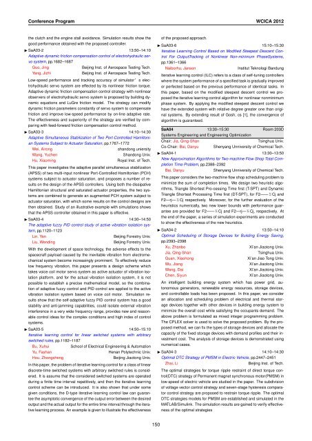 Conference Program of WCICA 2012